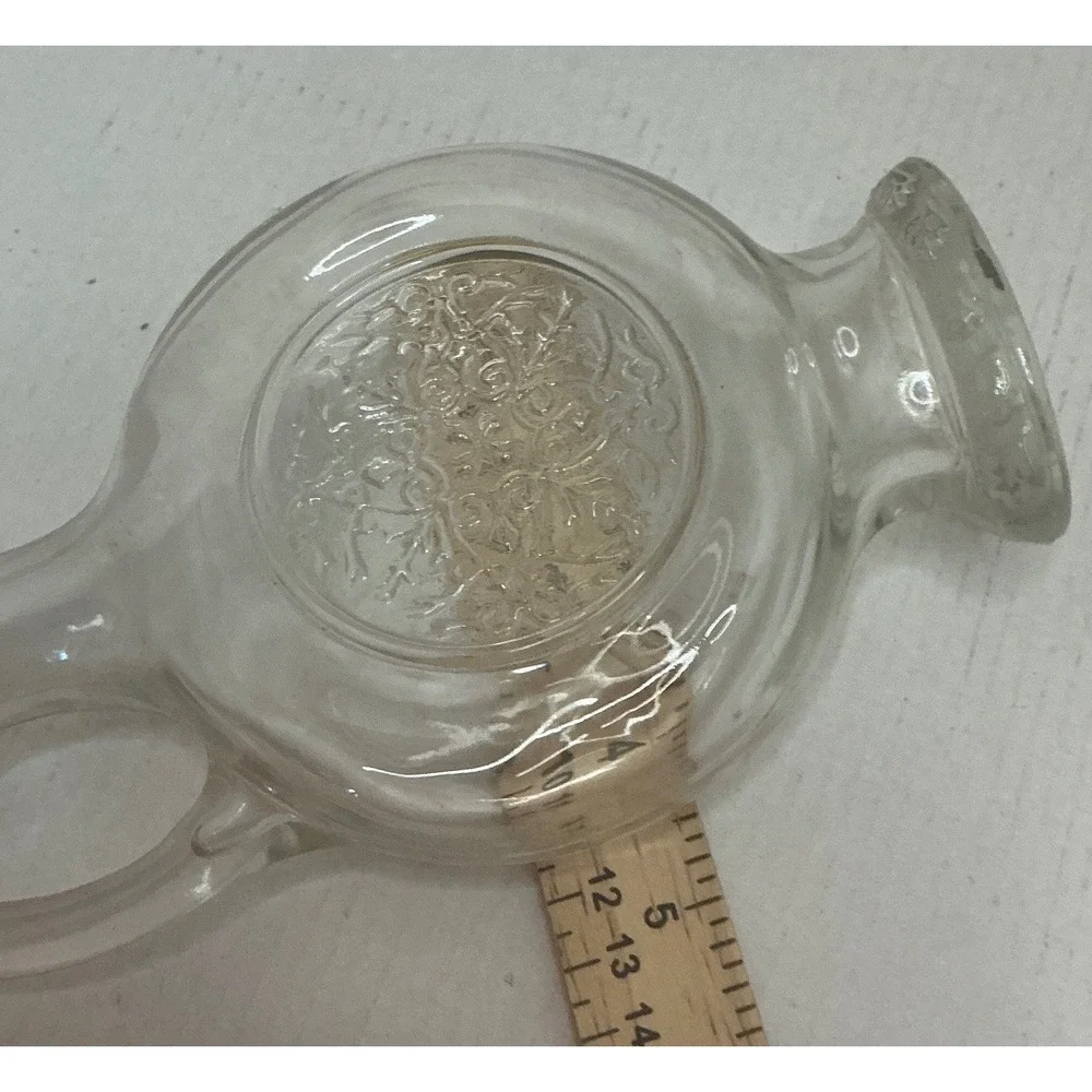 Vintage Glass Decanter Embossed Floral Medallion Pineapple Stopper 9in